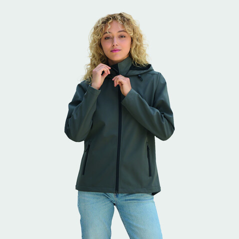 RACE DAMEN-KAPUZENJACKE - Anthrazitgrau bedrucken, Art.-Nr. S04448-CR-3XL