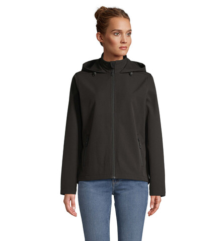 RACE DAMEN-KAPUZENJACKE - Schwarz bedrucken, Art.-Nr. S04448-BK-M