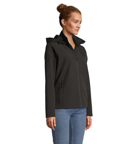 RACE DAMEN-KAPUZENJACKE - Schwarz bedrucken, Art.-Nr. S04448-BK-M