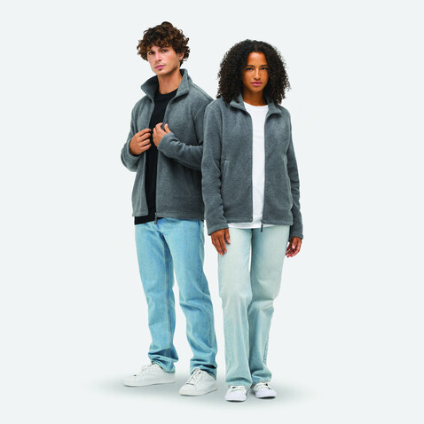 NITRO-JACKE MIT ZIPPER - Graue Melange bedrucken, Art.-Nr. S04759-GM-XXL