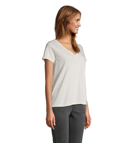 REGENT V T-SHIRT WOMEN - Off-White bedrucken, Art.-Nr. S04766-WW-L
