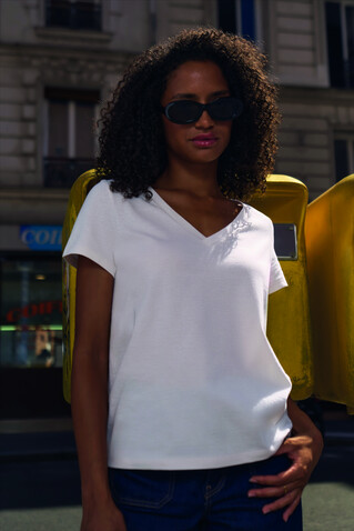 REGENT V T-SHIRT WOMEN - Off-White bedrucken, Art.-Nr. S04766-WW-L