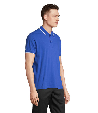 PALERMO POLO-SHIRT - Königsblau/Weiß bedrucken, Art.-Nr. S04769-RW-XL
