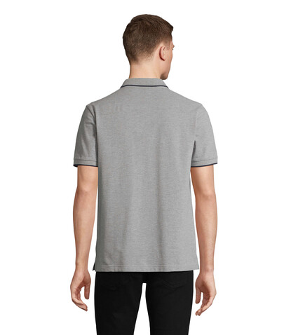 PALERMO POLO-SHIRT - Grey Melange/ French Navy bedrucken, Art.-Nr. S04769-GF-XS