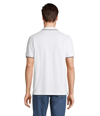 PALERMO POLO-SHIRT - White/French Navy bedrucken, Art.-Nr. S04769-FV-S