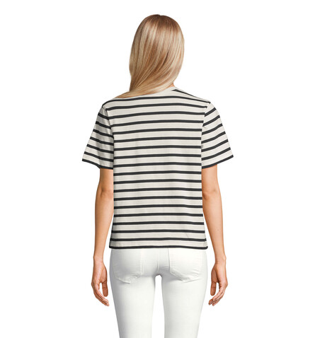 LEGEND DAMEN-T-SHIRT - Off White| Navy bedrucken, Art.-Nr. S04776-AZ-XL