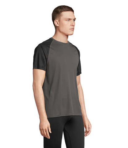 VORTEX RAGLAN T-SHIRT - Black/Charcoal Grey bedrucken, Art.-Nr. S04787-BI-M VORTEX RAGLAN T-SHIRT - Black/Charcoal Grey bedrucken, Art.-Nr. S04787-BI-M