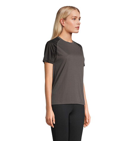 VORTEX WOMEN RAGLAN T-SHIRT - Black/Charcoal Grey bedrucken, Art.-Nr. S04788-BI-S