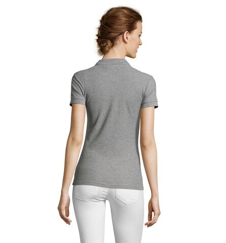 PEOPLE DAMEN POLO 210g - Grau-Melange 2 bedrucken, Art.-Nr. S11310-GY-L