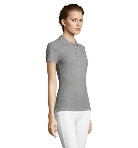 PEOPLE DAMEN POLO 210g - Grau-Melange 2 bedrucken, Art.-Nr. S11310-GY-L