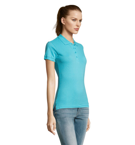 PASSION DAMEN POLO 170g - Atoll-Blau bedrucken, Art.-Nr. S11338-AL-S