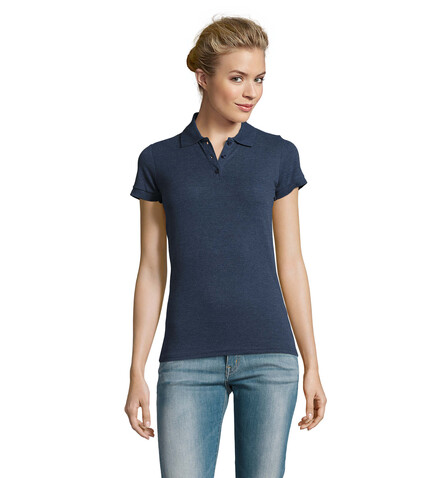 PERFECT DAMEN POLO 180g - Heather Denim bedrucken, Art.-Nr. S11347-HD-S