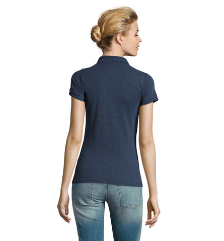 PERFECT DAMEN POLO 180g - Heather Denim bedrucken, Art.-Nr. S11347-HD-S