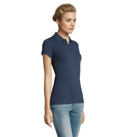 PERFECT DAMEN POLO 180g - Heather Denim bedrucken, Art.-Nr. S11347-HD-S