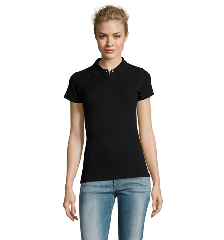 PERFECT DAMEN POLO 180g - Schwarz bedrucken, Art.-Nr. S11347-BK-3XL