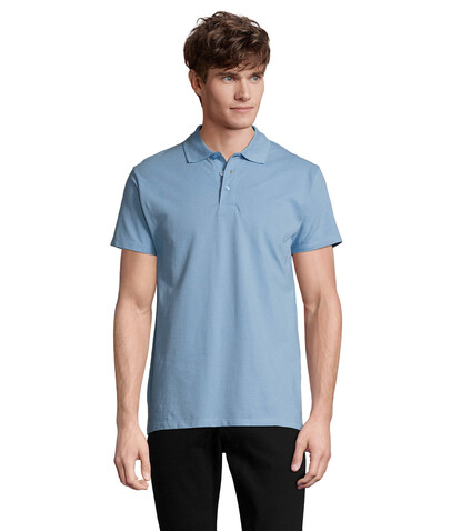 SPRING II MEN Polo 210g - Sky Blue Pique bedrucken, Art.-Nr. S11362-SP-XXL