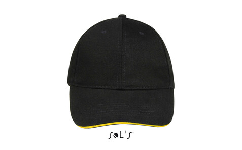 BUFFALO SIX PANEL CAP - Black/Gold bedrucken, Art.-Nr. S88100-JU-M BUFFALO SIX PANEL CAP - Black/Gold bedrucken, Art.-Nr. S88100-JU-M
