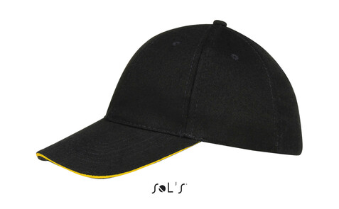 BUFFALO SIX PANEL CAP - Black/Gold bedrucken, Art.-Nr. S88100-JU-M BUFFALO SIX PANEL CAP - Black/Gold bedrucken, Art.-Nr. S88100-JU-M