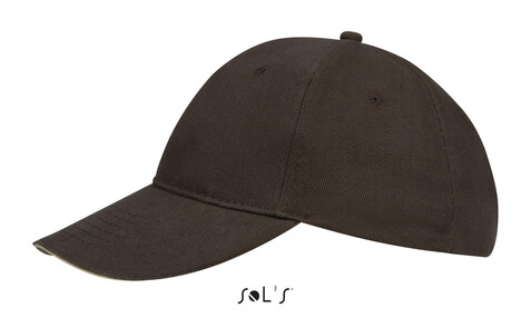 BUFFALO SIX PANEL CAP - Chocolate/Beige bedrucken, Art.-Nr. S88100-IP-M