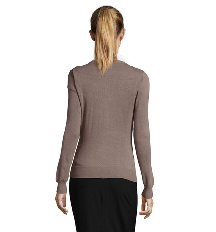 GALAXY WOMEN V-NECK SWEATER - Medium Grey bedrucken, Art.-Nr. S90010-EP-XS