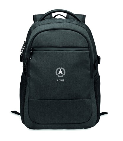 Laptop-Rucksack 600D RPET - Schwarz bedrucken, Art.-Nr. MO2047-03