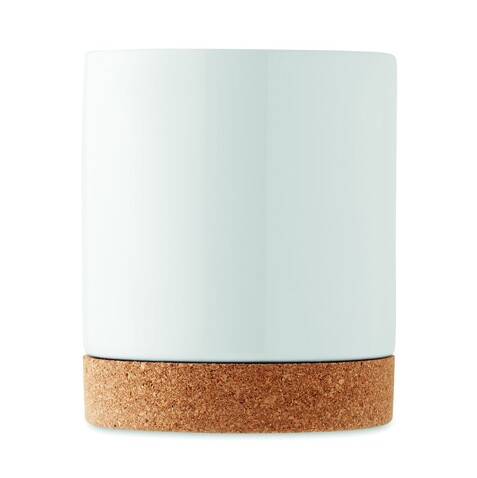 Keramikbecher Subli mit Kork - Weiß bedrucken, Art.-Nr. MO2102-06