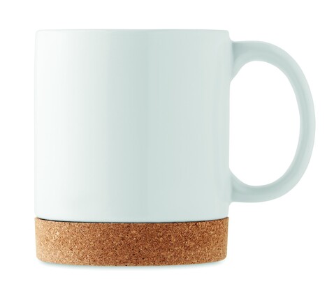 Keramikbecher Subli mit Kork - Weiß bedrucken, Art.-Nr. MO2102-06