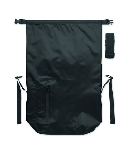 Rolltop-Tasche RPET - Schwarz bedrucken, Art.-Nr. MO2181-03 Rolltop-Tasche RPET - Schwarz bedrucken, Art.-Nr. MO2181-03
