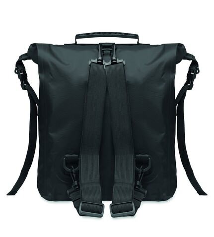 Rolltop-Tasche RPET - Schwarz bedrucken, Art.-Nr. MO2181-03 Rolltop-Tasche RPET - Schwarz bedrucken, Art.-Nr. MO2181-03
