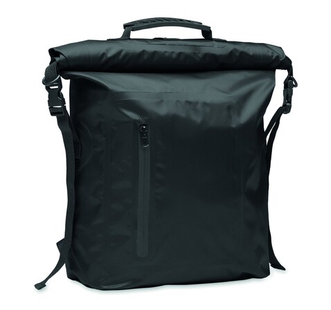 Rolltop-Tasche RPET - Schwarz bedrucken, Art.-Nr. MO2181-03 Rolltop-Tasche RPET - Schwarz bedrucken, Art.-Nr. MO2181-03