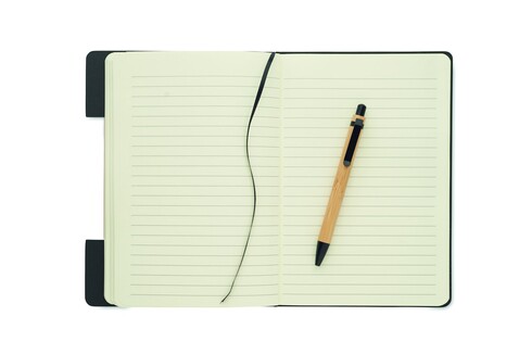 DIN A5 RPET Notizbuch-Set - Steingrau bedrucken, Art.-Nr. MO2390-15