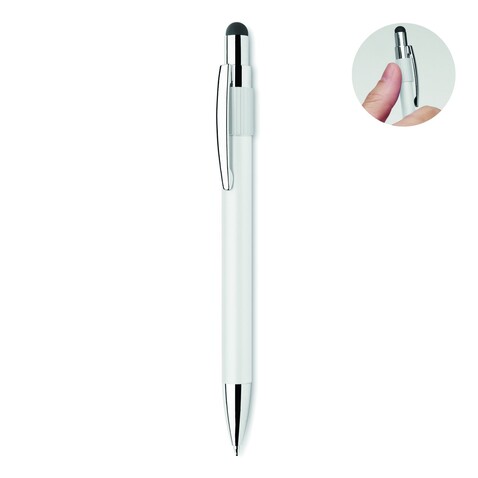 Druckkugelschreiber mit Stylus - Weiß bedrucken, Art.-Nr. MO2488-06