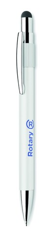 Druckkugelschreiber mit Stylus - Weiß bedrucken, Art.-Nr. MO2488-06