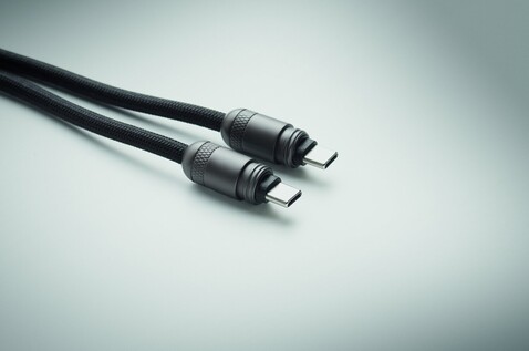 60W Lanyard-Ladekabel - Schwarz bedrucken, Art.-Nr. MO2585-03