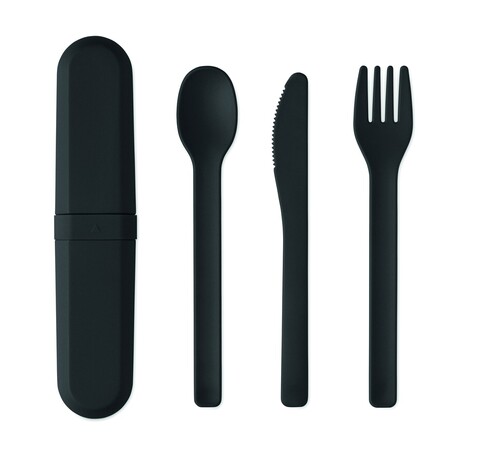 Besteck-Set PLA - Schwarz bedrucken, Art.-Nr. MO2743-03