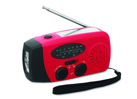 AM/FM Radio mit Taschenlampe MO2746- - Rot bedrucken, Art.-Nr. MO2746-05