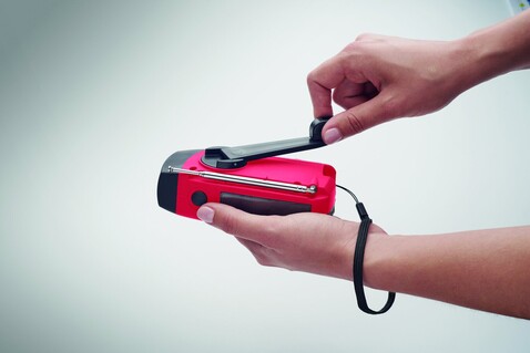 AM/FM Radio mit Taschenlampe MO2746- - Rot bedrucken, Art.-Nr. MO2746-05