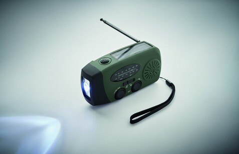 AM/FM Radio mit Taschenlampe MO2746- - Dunkelgrün bedrucken, Art.-Nr. MO2746-60