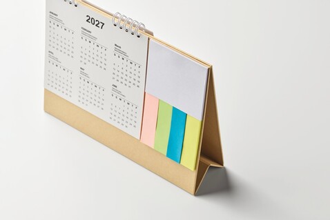 Tischkalender mit Memoblock - Beige bedrucken, Art.-Nr. MO2756-13