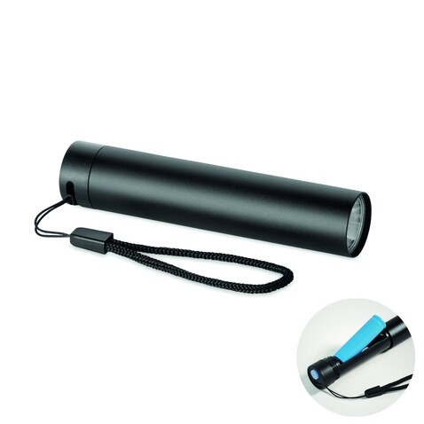Wiederaufladbare Taschenlampe - Schwarz bedrucken, Art.-Nr. MO2786-03 Wiederaufladbare Taschenlampe - Schwarz bedrucken, Art.-Nr. MO2786-03