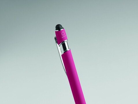 Druckkugelschreiber mit Stylus - Fuchsie bedrucken, Art.-Nr. MO2798-38 Druckkugelschreiber mit Stylus - Fuchsie bedrucken, Art.-Nr. MO2798-38