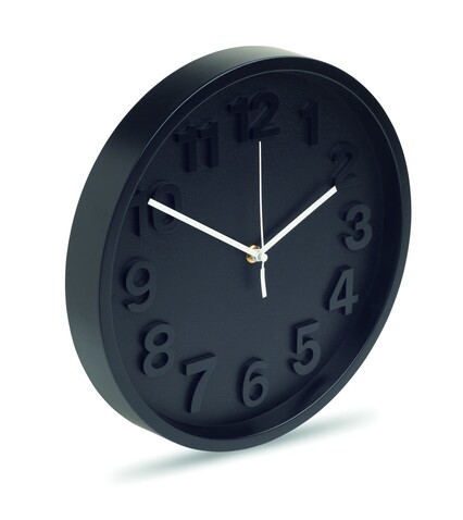 Wanduhr aus PP - Schwarz bedrucken, Art.-Nr. MO2851-03 Wanduhr aus PP - Schwarz bedrucken, Art.-Nr. MO2851-03
