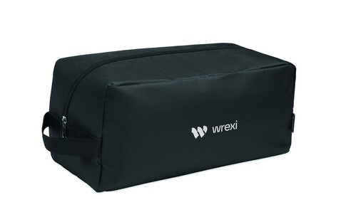 Schuhtasche 600D RPET - Schwarz bedrucken, Art.-Nr. MO2977-03