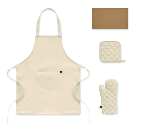 Küchen-Set recy. Baumwolle - Beige bedrucken, Art.-Nr. MO3171-13 Küchen-Set recy. Baumwolle - Beige bedrucken, Art.-Nr. MO3171-13