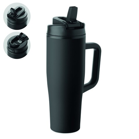 Doppelwandiger Becher 900ml - Schwarz bedrucken, Art.-Nr. MO3213-03