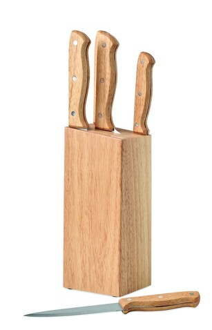 Messerblock 5-teilig - Holz bedrucken, Art.-Nr. MO6308-40