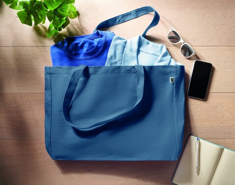 Recycelte Canvas-Tasche - Blau bedrucken, Art.-Nr. MO6380-04 Recycelte Canvas-Tasche - Blau bedrucken, Art.-Nr. MO6380-04