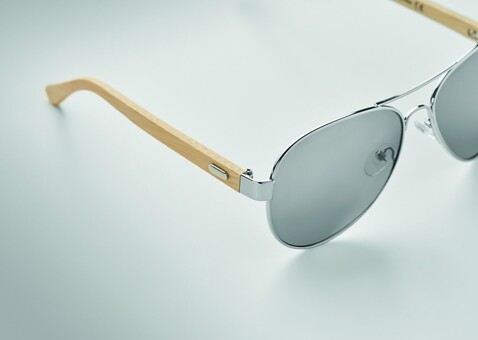 Sonnenbrille Bambus - Blau bedrucken, Art.-Nr. MO6450-04