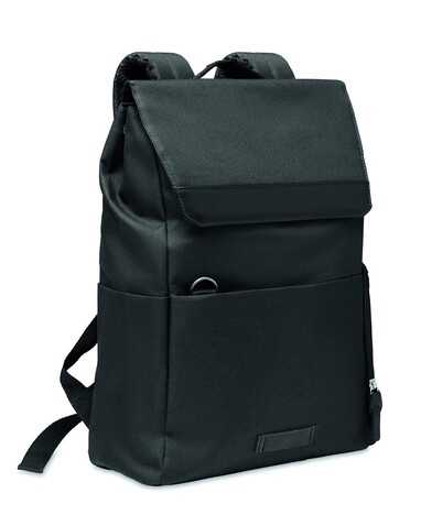 Laptop-Rucksack 600D RPET - Schwarz bedrucken, Art.-Nr. MO6464-03 Laptop-Rucksack 600D RPET - Schwarz bedrucken, Art.-Nr. MO6464-03