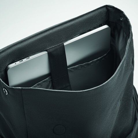 Laptop-Rucksack 600D RPET - Schwarz bedrucken, Art.-Nr. MO6464-03 Laptop-Rucksack 600D RPET - Schwarz bedrucken, Art.-Nr. MO6464-03